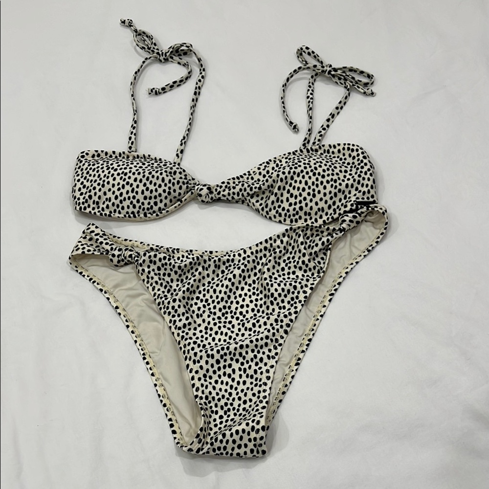 Kendall & Kylie animal dot two piece bikini set knot string detail size XL